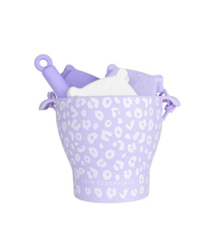 Swim Essentials Lila Leopard Silikon Oyuncak Seti - Kova, Kürek ve 3 adet Kalıp
