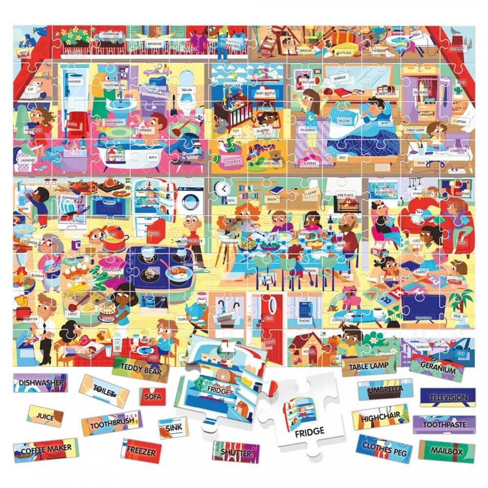 Headu Easy English 100 Words My House (4-8 Yaş Stickerlı Puzzle)