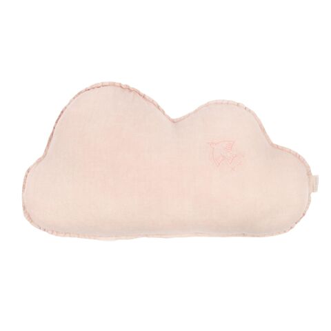 Nobodinoz İşlemeli Fransız Keten Yastık, Cloud Mauve Pink