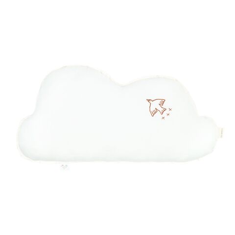 Nobodinoz İşlemeli Fransız Keten Yastık, Cloud Off White