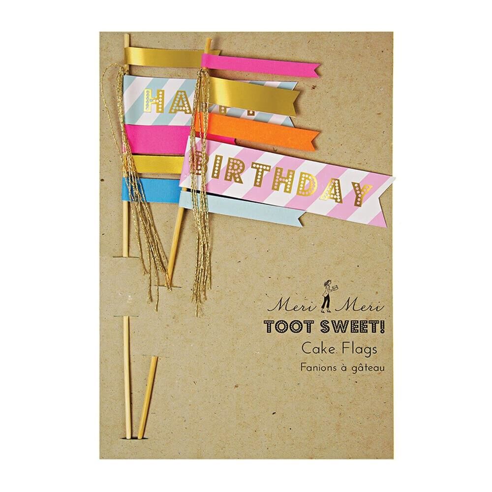 Meri Meri - Birthday Flag Cake Toppers - Birthday Bayraklı Pasta Süsü