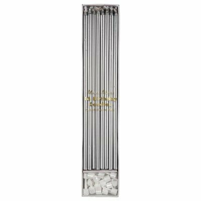 Meri Meri - Silver Long Candles - Uzun Gümüş Mum