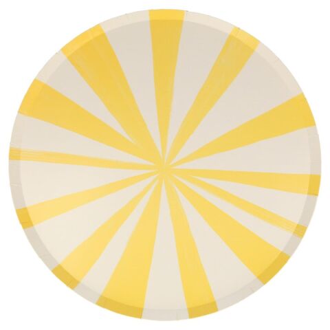 Meri Meri - Yellow Stripe Plates - Sarı Çizgili Tabaklar - L - 8'li