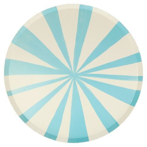 Meri Meri - Blue Stripe Plates - Mavi Çizgili Tabaklar - L - 8'li
