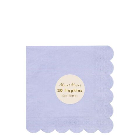 Meri Meri - Pale Blue Napkins - Açık Lila Peçeteler - L - 20'Li