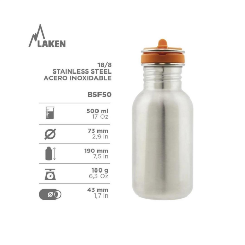 Laken Acero T.FLOW Paslanmaz Çelik Suluk 500 ml - Dinos