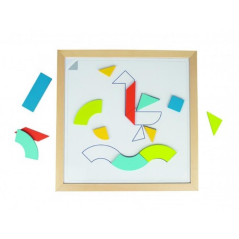 Beleduc Magnetik Tangram Oyunu (70 Ahşap Parça Ve 22 Etkinlik Kartları)