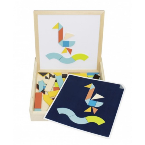 Beleduc Magnetik Tangram Oyunu (70 Ahşap Parça Ve 22 Etkinlik Kartları)