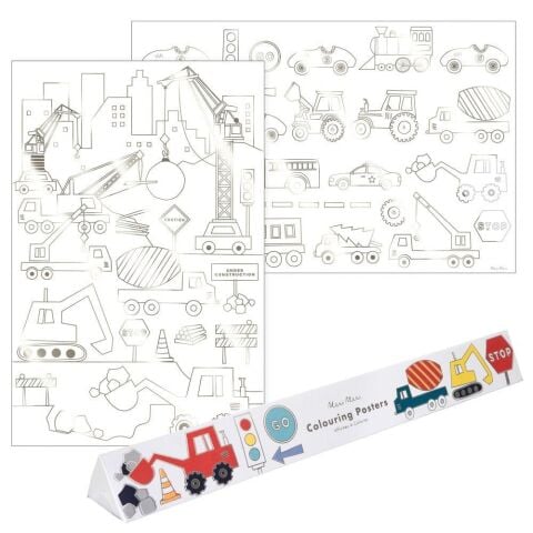 Meri Meri - Construction Colouring Posters - İnşaat Boyamalı Poster