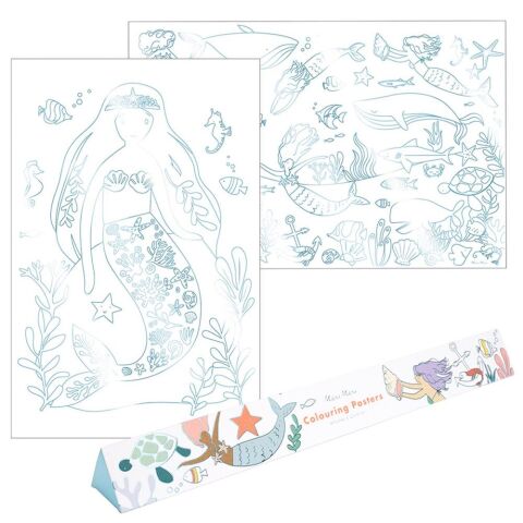 Meri Meri - Mermaid Colouring Posters - Deniz Kızı Boyamalı Poster