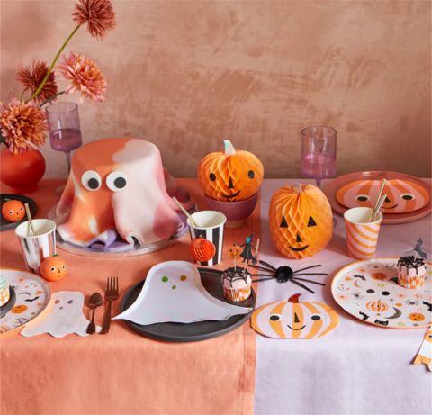 Meri Meri - Pink Checker Ghost Napkins - Pembe Kareli Hayalet Peçeteler (16'Lı)