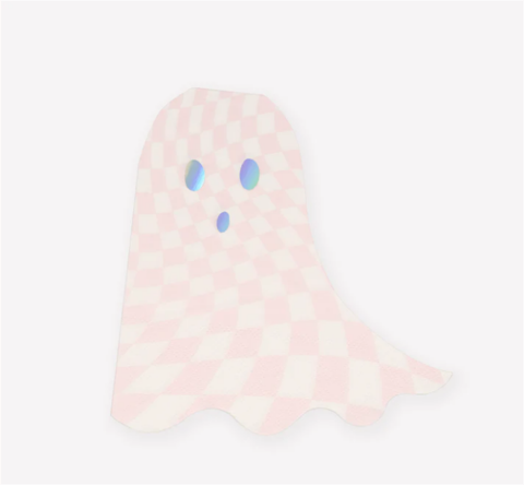 Meri Meri - Pink Checker Ghost Napkins - Pembe Kareli Hayalet Peçeteler (16'lı)