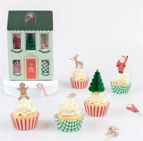 Meri Meri - Festive House Cupcake Kit - Yeni Yıl Evi Cupcake Kit (24'Lü)