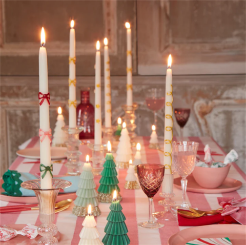 Meri Meri - Multi Colour Bow Taper Candle - Renkli Kurdeleli Mumlar (2'li)
