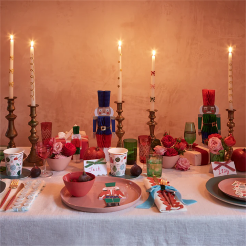 Meri Meri - Multi Colour Bow Taper Candle - Renkli Kurdeleli Mumlar (2'li)