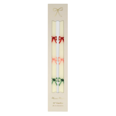 Meri Meri - Multi Colour Bow Taper Candle - Renkli Kurdeleli Mumlar (2'li)