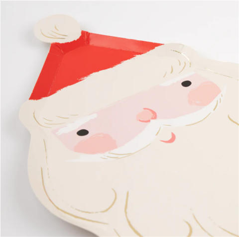 Meri Meri - Jolly Christmas Santa Plates - Noel Baba Tabaklar (8'Li)