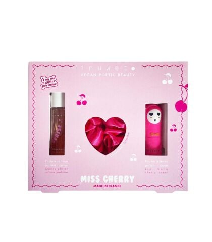 Inuwet Miss Cherry Set -Pembe Saç Tokası, Kiraz Kokulu Parfüm ve Kiraz Aromalı Dudak Nemlendiricisi