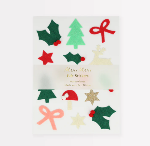 Meri Meri - Felt Christmas Icon Stickers - Yeni Yıl Motifli Çıkartmalar (4'Lü)