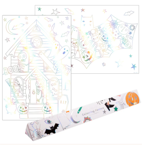 Meri Meri - Halloween Colouring Posters - Cadılar Bayramı Boyama Posterleri (2'Li)
