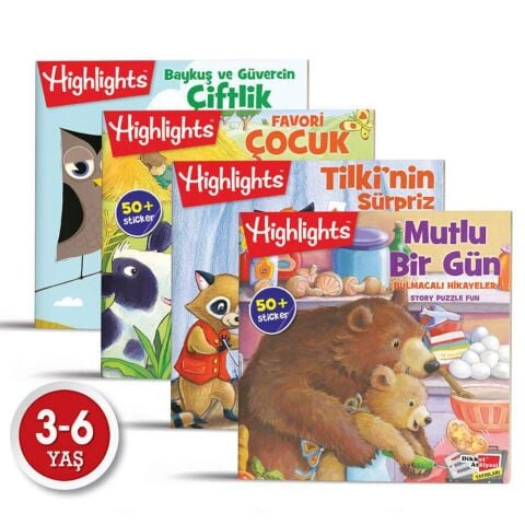 Highlights Sticker Bulmacalı Hikayeler 4`lü Set Dikkat Atölyesi