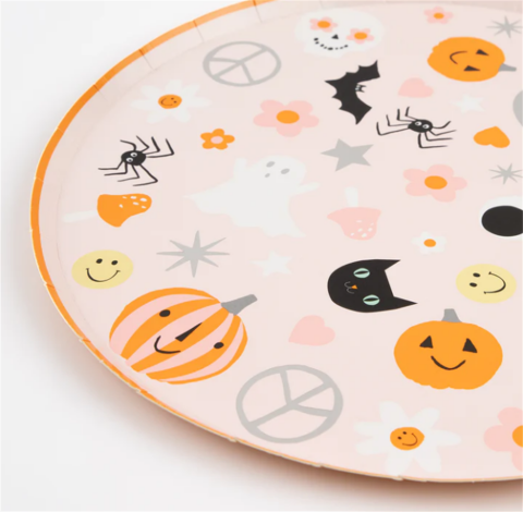 Meri Meri - Groovy Halloween Icon Dinner Plates - Cadılar Bayramı Karakterli Tabaklar (L) (8'Li)