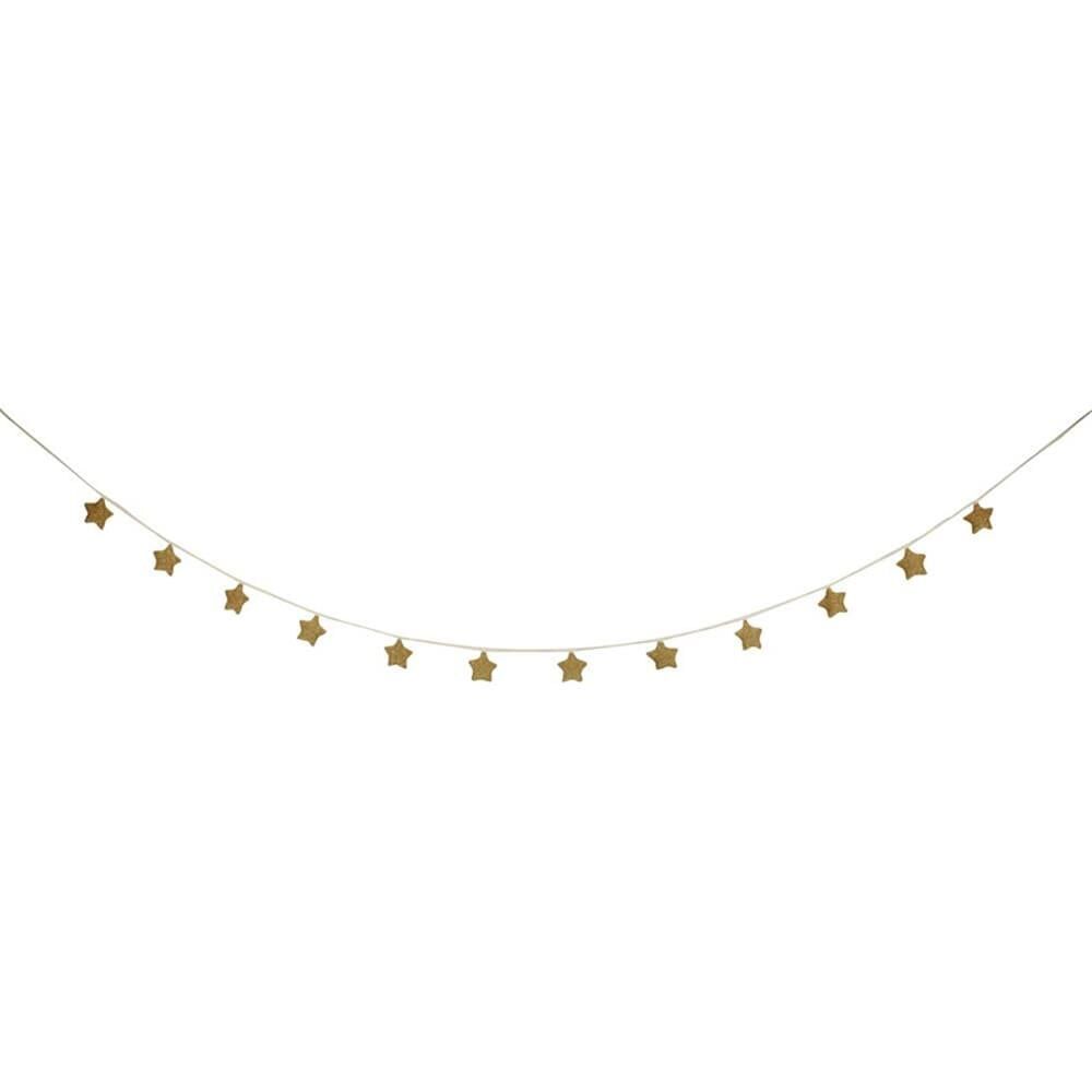 Meri Meri - Gold Knitted Star Garland - Altın Yıldızlı Asılan Süs