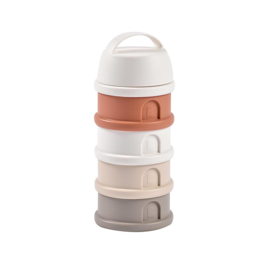 Beaba - 4 Katmanlı Süt Tozu Kutusu ve Atıştırmalık Kabı (Cotton white/Terracotta)