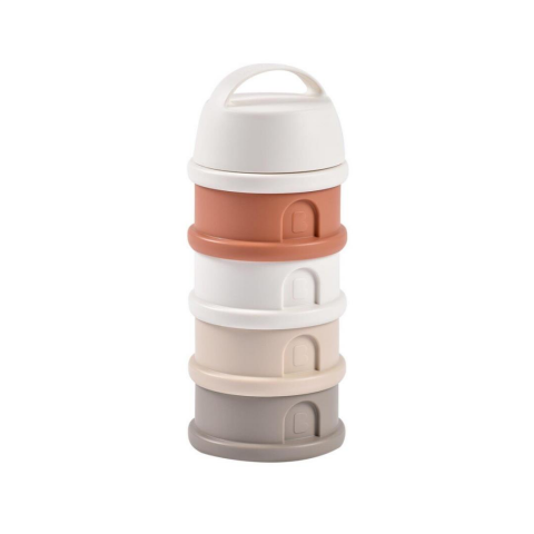 Beaba - 4 Katmanlı Süt Tozu Kutusu ve Atıştırmalık Kabı (Cotton white/Terracotta)