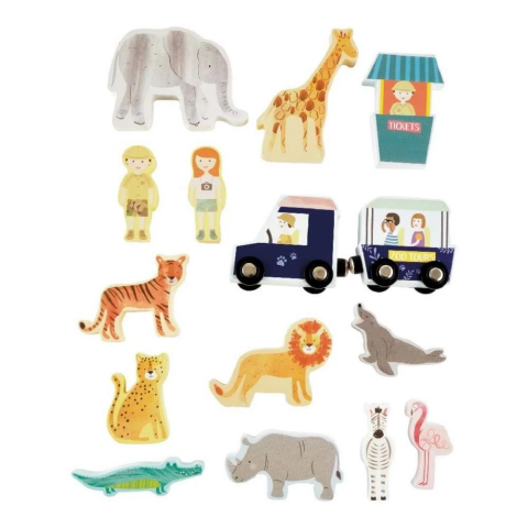 Floss & Rock Ahşap Figürlü Oyun Kutuları / Jungle