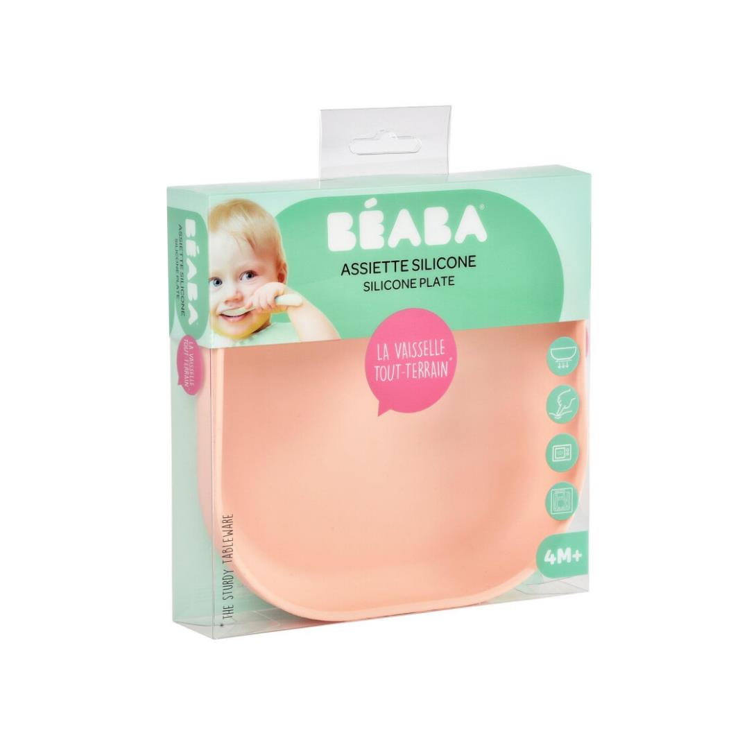 Beaba - Vakumlu Silikon Tabak, Light Pink