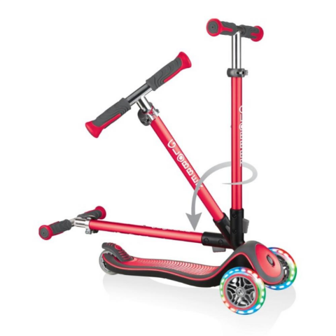 Globber Elite Deluxe Işıklı Scooter-Kırmızı