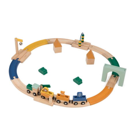 Trixie - Wooden Railway Set - Ahşap Demiryolu Seti