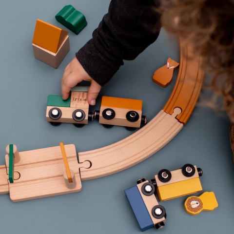 Trixie - Wooden Railway Set - Ahşap Demiryolu Seti