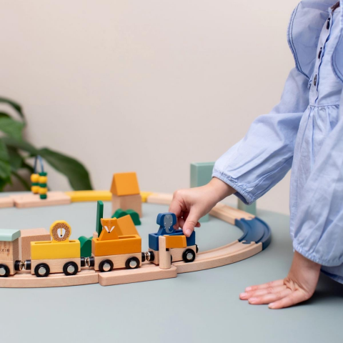 Trixie - Wooden Railway Set - Ahşap Demiryolu Seti