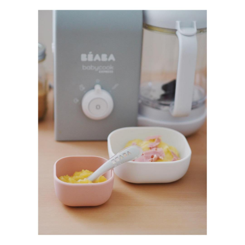 Beaba - 3 Parça Silikon Kase Seti, Velvet grey/Cotton/Dusty rose