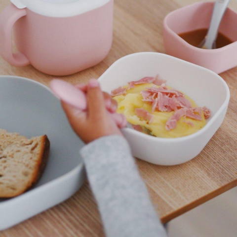 Beaba - 3 Parça Silikon Kase Seti, Velvet grey/Cotton/Dusty rose