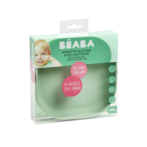 Beaba - Vakumlu Silikon Tabak, Sage Green