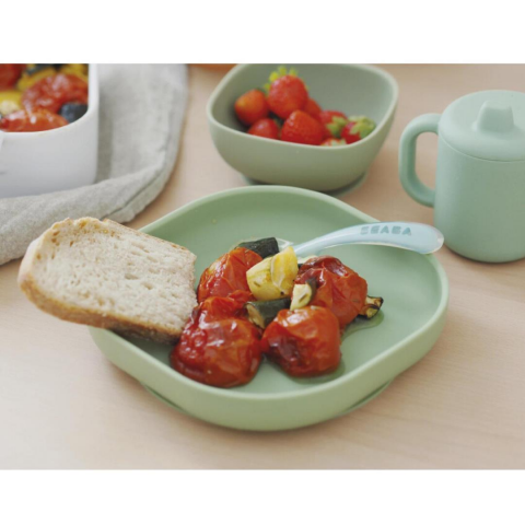 Beaba - Vakumlu Silikon Tabak, Sage Green