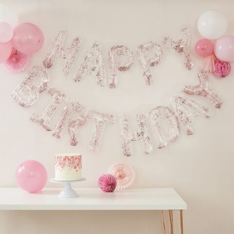 Ginger Ray - Konfetili Happy Birthday Balonlar