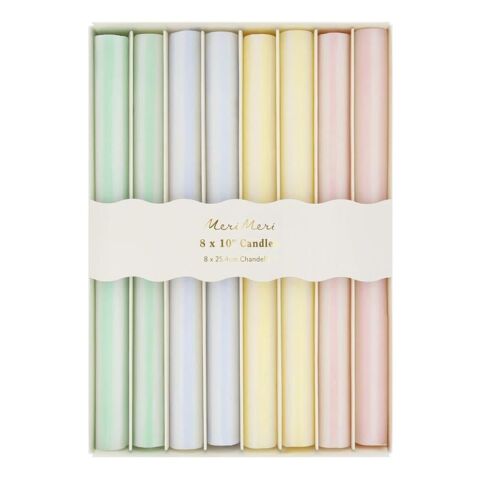 Meri Meri - Pastel Çizgili Sofra Mumları - 8 Adet
