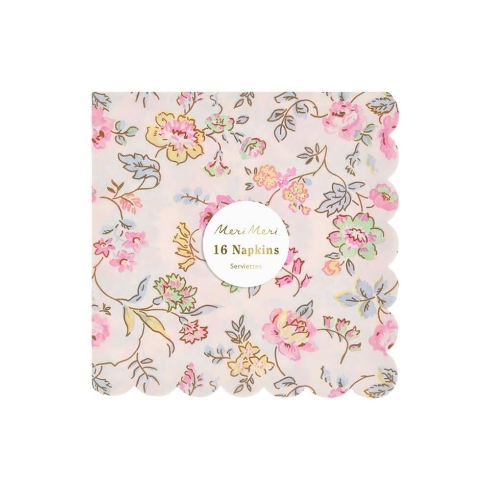Meri Meri - Pembe Çiçek Baskılı Peçete - L - 16 Adet