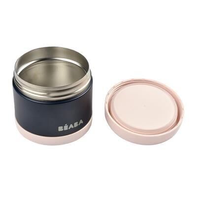 Beaba - Paslanmaz Çelik Yiyecek Termosu 500 ml  (light pink/dark blue)