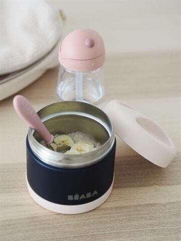 Beaba - Paslanmaz Çelik Yiyecek Termosu 500 ml  (light pink/dark blue)