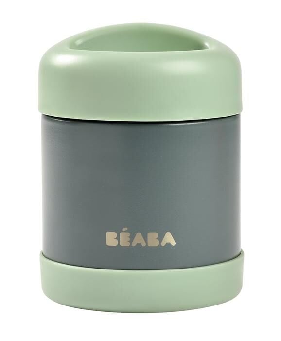 Beaba - Paslanmaz Çelik Yiyecek Termosu, Mineral Grey/Sage Green 300 ml