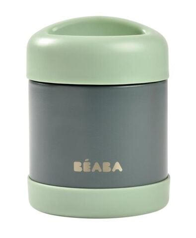 Beaba - Paslanmaz Çelik Yiyecek Termosu, Mineral Grey/Sage Green 300 ml