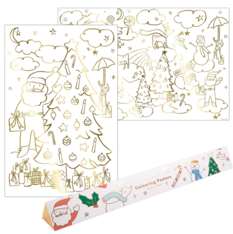 Meri Meri - Christmas Colouring Posters - Yeni Yıl Boyama Posterleri - 2'Li