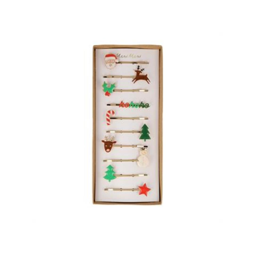 Meri Meri - Christmas Enamel Hair Slides - Yeni Yıl Tokaları - 10'lu