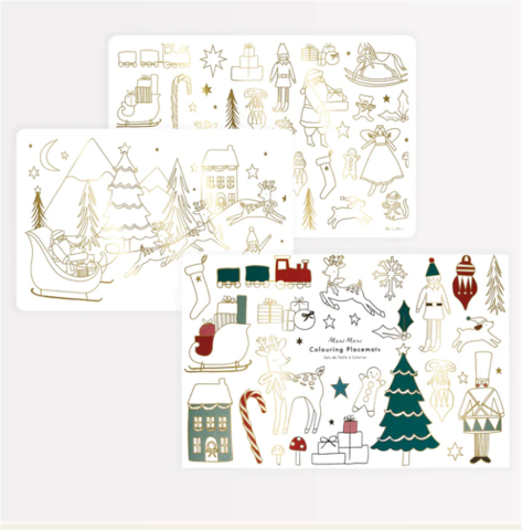 Meri Meri - Christmas Colouring Placemats - Yeni Yıl Boyamalı Amerikan Servisi - 8'Li