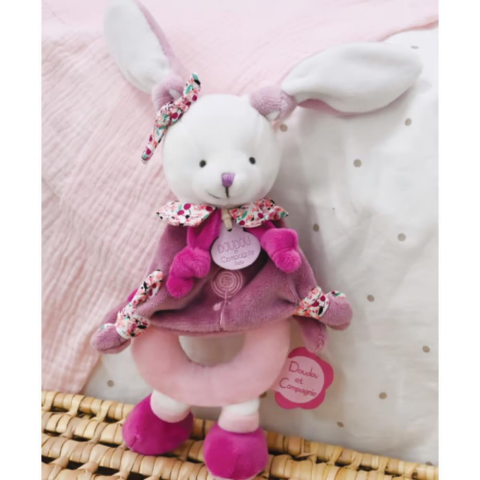 Doudou Hediye Kutulu Çıngıraklı Pembe Tavşan 19 cm
